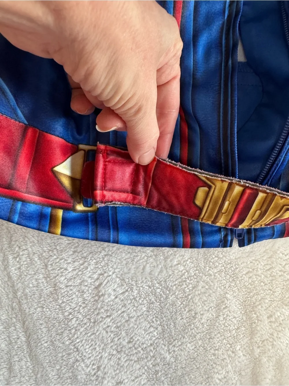 Disney Red and Blue Captain America costume Zip-Up Jacket with Gold Accent - Picture 10 of 13